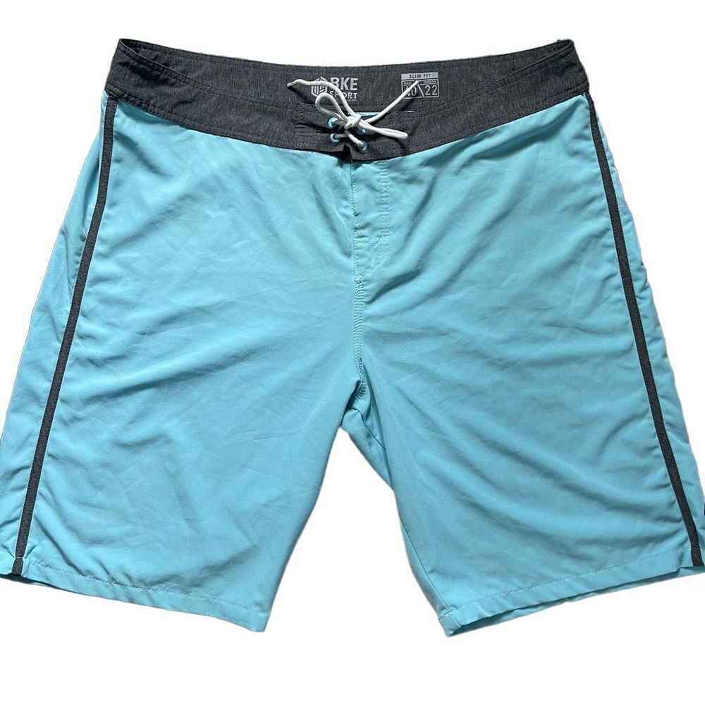 BKE Sport Buckle Mens Blue Board Shorts Swim Trunks Slim Fit Size 40
